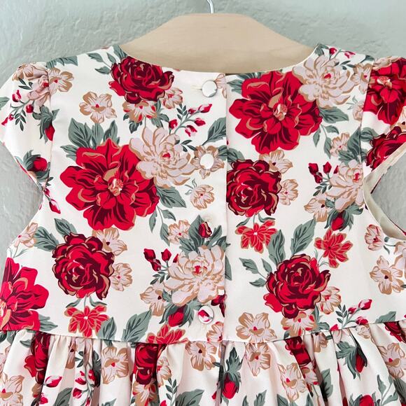 Catherine Malandrino Dress Girls 5 Ivory Floral Velvet Holiday Lined Cap Sleeve - Picture 6 of 9